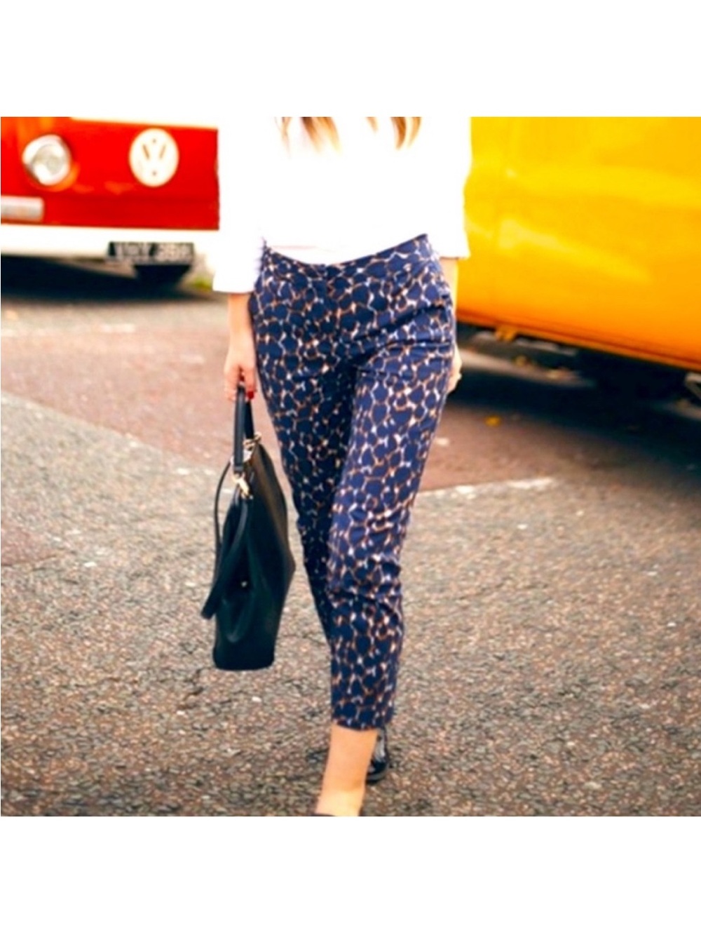 Boden Navy and Brown Leopard-Print Leggings